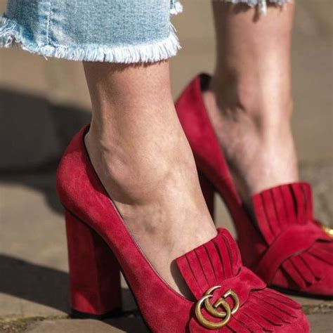 red gucci marmont shoes|gucci marmont fringe heels.